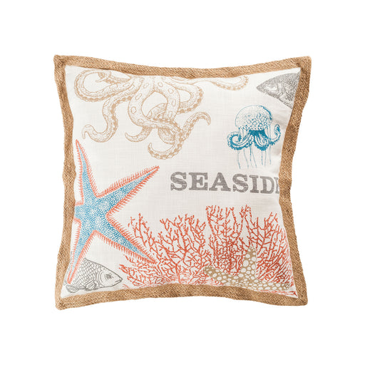 ELK Home - 906275 - Pillow - Cover Only - Great Reef - Coral, Crema, Turquoise, Crema, Turquoise