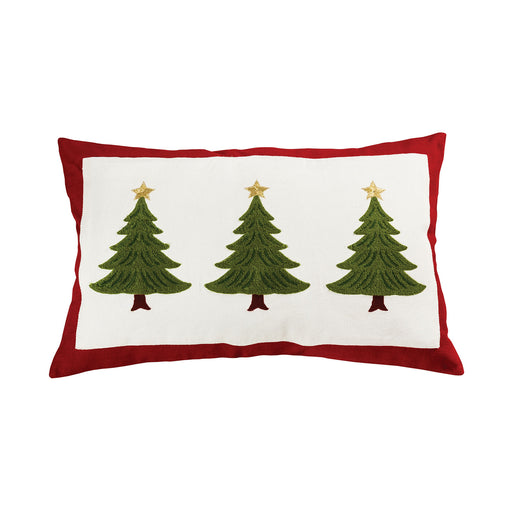 ELK Home - 908088 - Pillow - Evergreen - Red, Evergreen, Snow, Evergreen, Snow