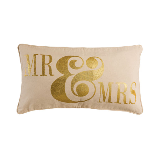 ELK Home - PLW018 - Pillow - Bleached White, Gold Print, Gold Print