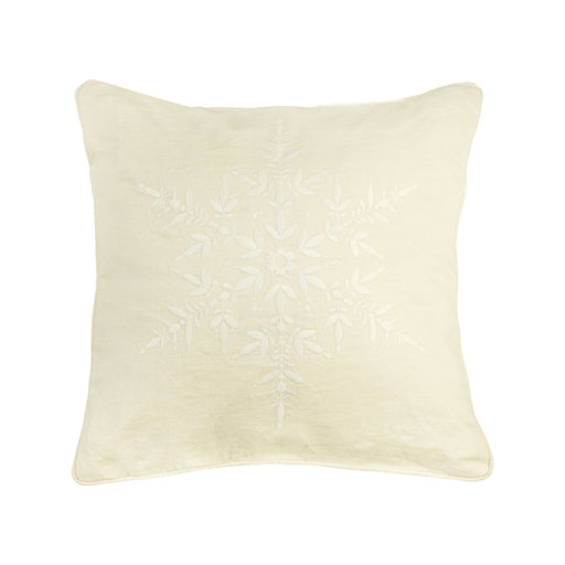 ELK Home - PLW024 - Pillow - White Embroidery, White Linen Piping, White Linen Piping