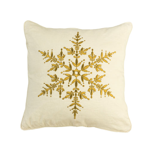 ELK Home - PLW025 - Pillow - Gold Metallic Embroidery, Green Piping, Green Piping