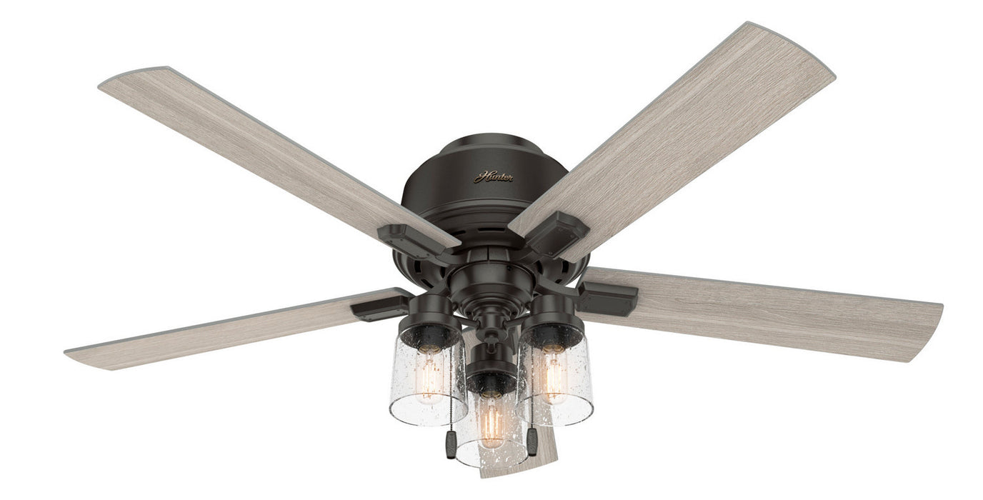 Hunter 52" Hartland Hugger Ceiling Fan with LED Light Kit and Pull Chains