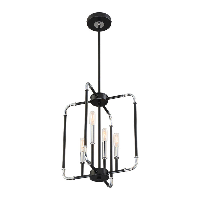 Four Light Chandelier from the Percy collection in Chrome/Black finish