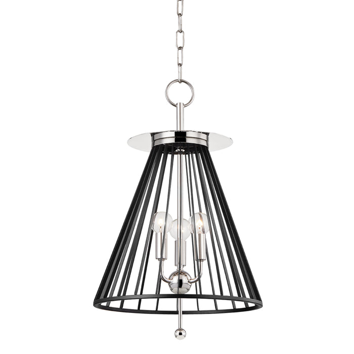 Hudson Valley - 1014-PN/BK - Three Light Pendant - Cagney - Polished Nickel/Black