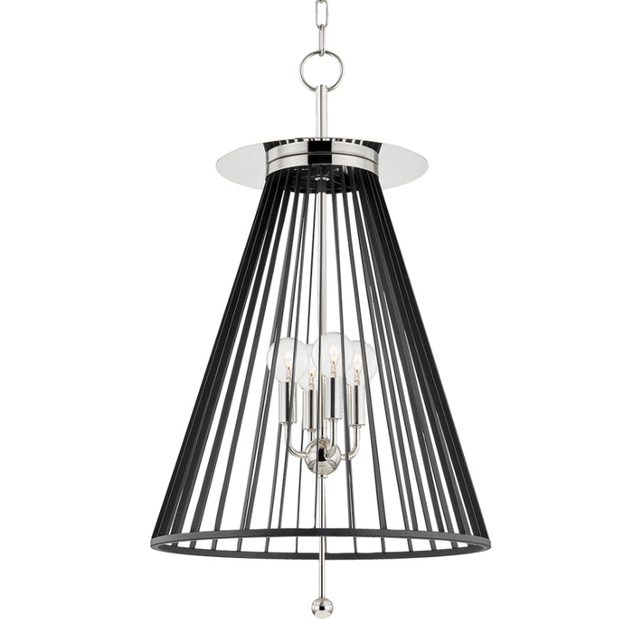 Hudson Valley - 1018-PN/BK - Four Light Pendant - Cagney - Polished Nickel/Black