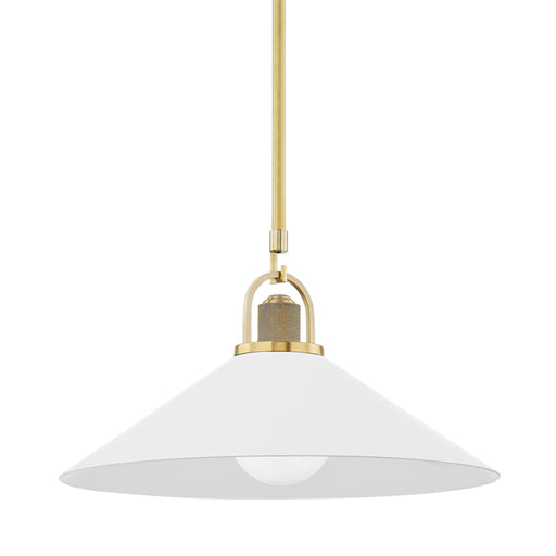 Hudson Valley - 2620-AGB/WH - One Light Pendant - Syosset - Aged Brass/Soft Off White