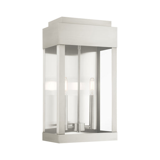 Livex Lighting - 21238-91 - Two Light Outdoor Wall Lantern - York - Brushed Nickel