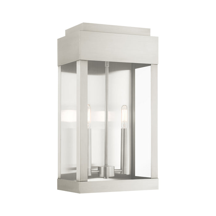 Livex Lighting - 21238-91 - Two Light Outdoor Wall Lantern - York - Brushed Nickel