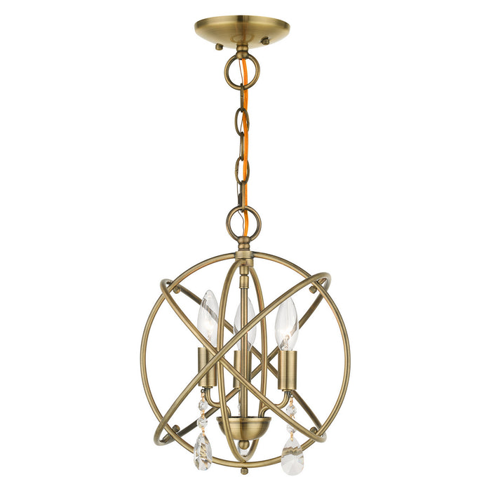 Livex Lighting - 40903-01 - Three Light Convertible Chandelier / Semi Flush - Aria - Antique Brass