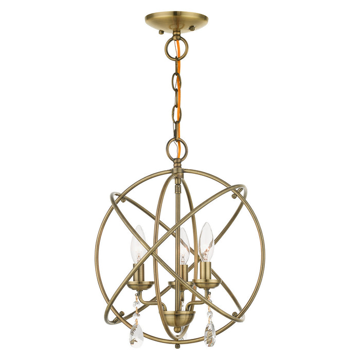 Livex Lighting - 40904-01 - Three Light Convertible Chandelier / Semi Flush - Aria - Antique Brass