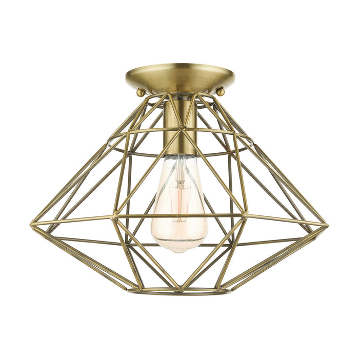 Livex Lighting - 46248-01 - One Light Flush Mount - Geometric - Antique Brass