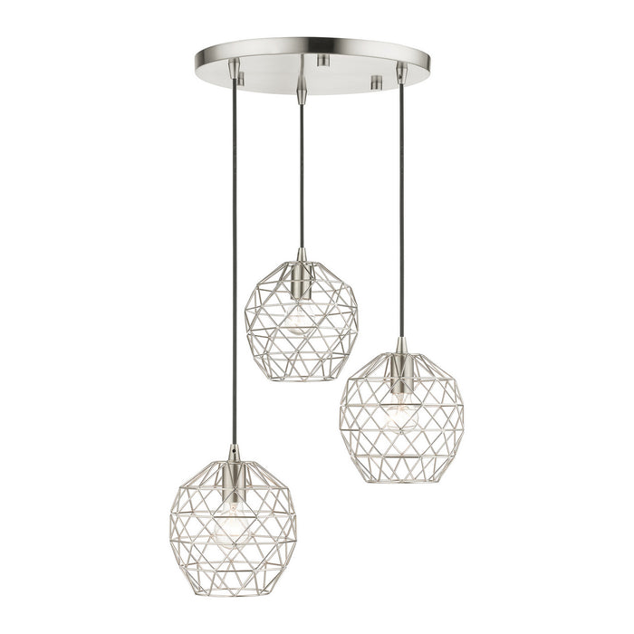 Livex Lighting - 46593-91 - Three Light Pendant - Geometrix - Brushed Nickel