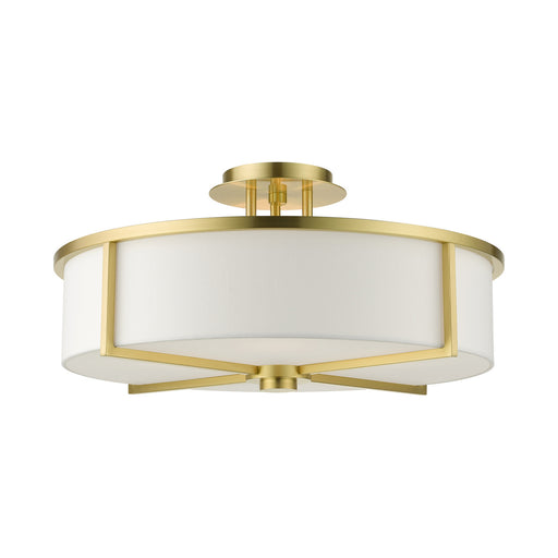 Livex Lighting - 51075-12 - Four Light Semi Flush Mount - Wesley - Satin Brass