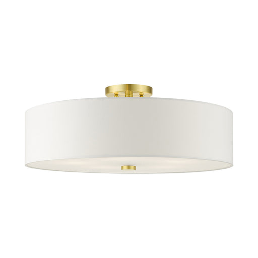 Livex Lighting - 52142-12 - Five Light Semi Flush Mount - Meridian - Satin Brass
