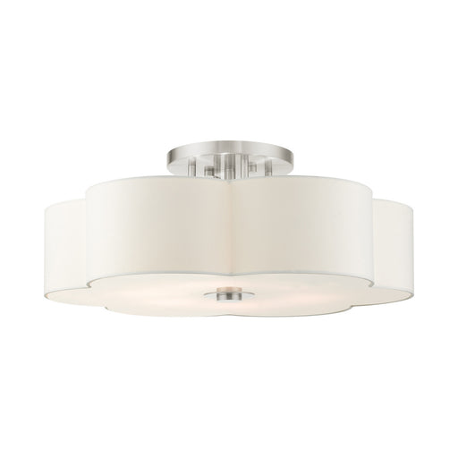 Livex Lighting - 52159-91 - Six Light Semi Flush Mount - Chelsea - Brushed Nickel