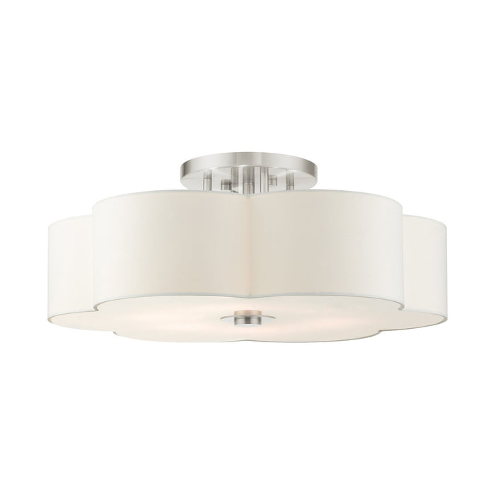 Livex Lighting - 52159-91 - Six Light Semi Flush Mount - Chelsea - Brushed Nickel