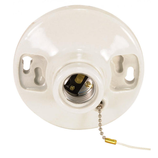 Satco - 90-443 - Terminal Glazed Porcelain On-Off Pull Chain Ceiling Receptacle - Glazed