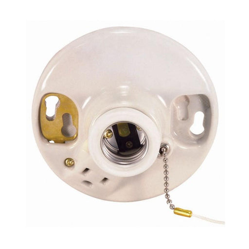 Satco - 90-444 - Ceiling Receptacle On-Off Pull Chain W/Grounded Convenience Outlet - Glazed