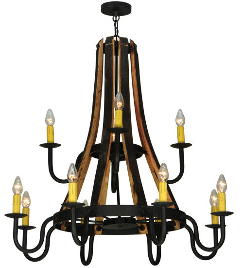 2nd Avenue - 1-0236241255-56 - 12 Light Chandelier - Barrel Stave - Wrought Iron