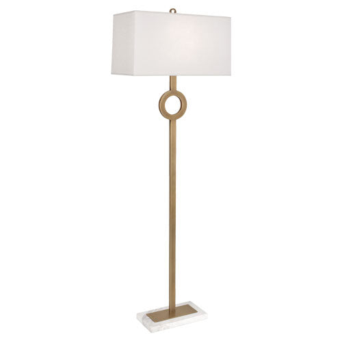 Robert Abbey - 406 - One Light Floor Lamp - Oculus - Warm Brass w/ White Marble Base