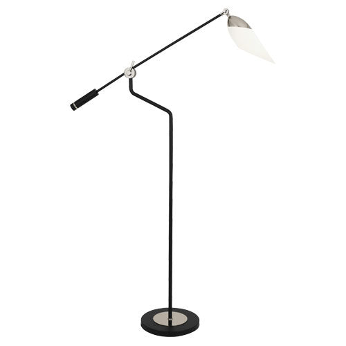 Robert Abbey - S1211 - One Light Floor Lamp - Ferdinand - Matte Black Painted w/ Polished Nickel