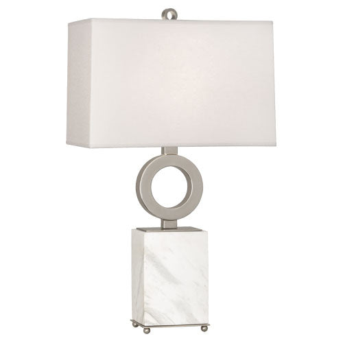 Robert Abbey - S405 - One Light Table Lamp - Oculus - Antique Silver w/ White Marble Base