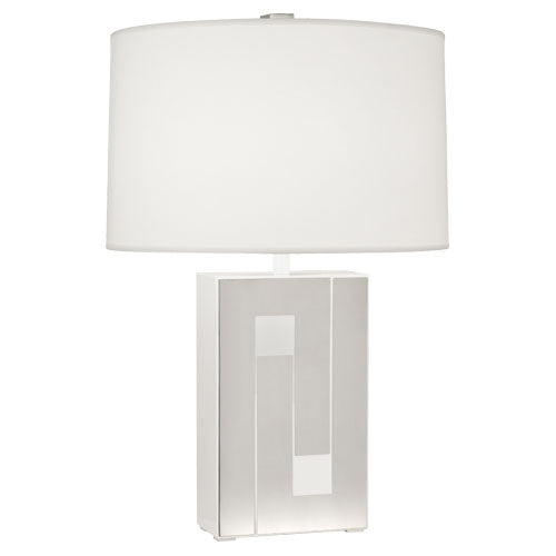 Robert Abbey - WH579 - One Light Table Lamp - Blox - White Enamel w/ Polished Nickel