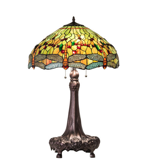 Meyda Tiffany - 101830 - Three Light Table Lamp - Hanginghead Dragonfly - Mahogany Bronze