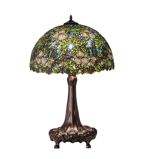 Meyda Tiffany - 115262 - Three Light Table Lamp - Trillium & Violet - Mahogany Bronze
