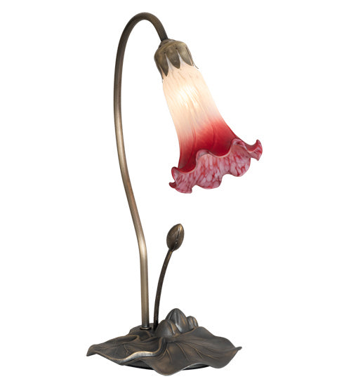 Meyda Tiffany - 12517 - One Light Accent Lamp - Pink/White Pond Lily - Mahogany Bronze