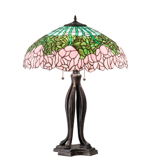 Meyda Tiffany - 126904 - Three Light Table Lamp - Cabbage Rose - Mahogany Bronze