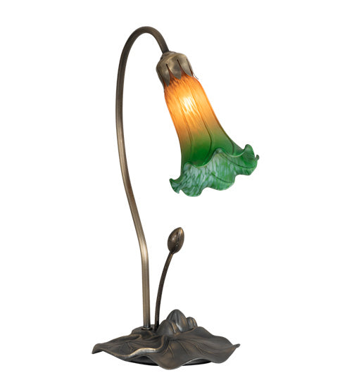 Meyda Tiffany - 13677 - One Light Accent Lamp - Amber/Green Pond Lily - Mahogany Bronze