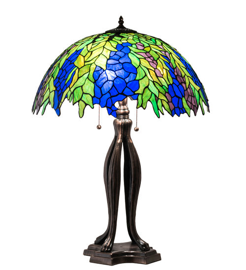 Meyda Tiffany - 149748 - Three Light Table Lamp - Tiffany Honey Locust - Mahogany Bronze
