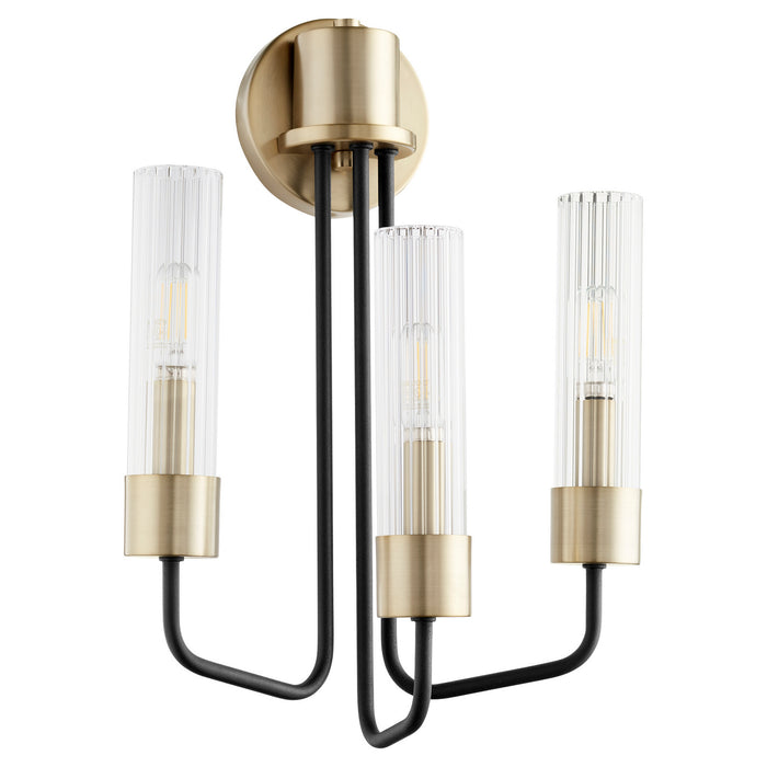 Quorum - 595-3-6980 - Three Light Wall Mount - Helix - Noir w/ Aged Brass