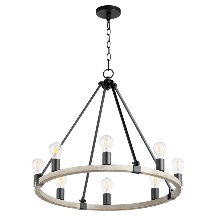 Quorum - 64-8-6941 - Eight Light Chandelier - Paxton - Noir w/ Weathered Oak Finish