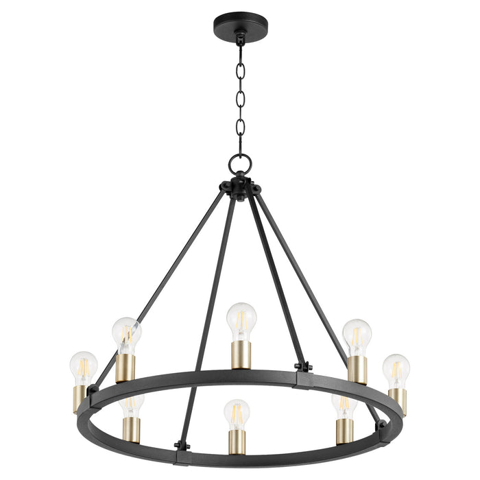Quorum - 64-8-6980 - Eight Light Chandelier - Paxton - Noir w/ Aged Brass