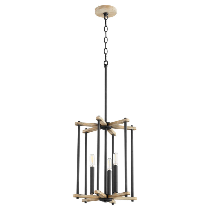 Quorum - 8134-3-69 - Three Light Entry - Silva - Noir w/ Weathered Oak Finish