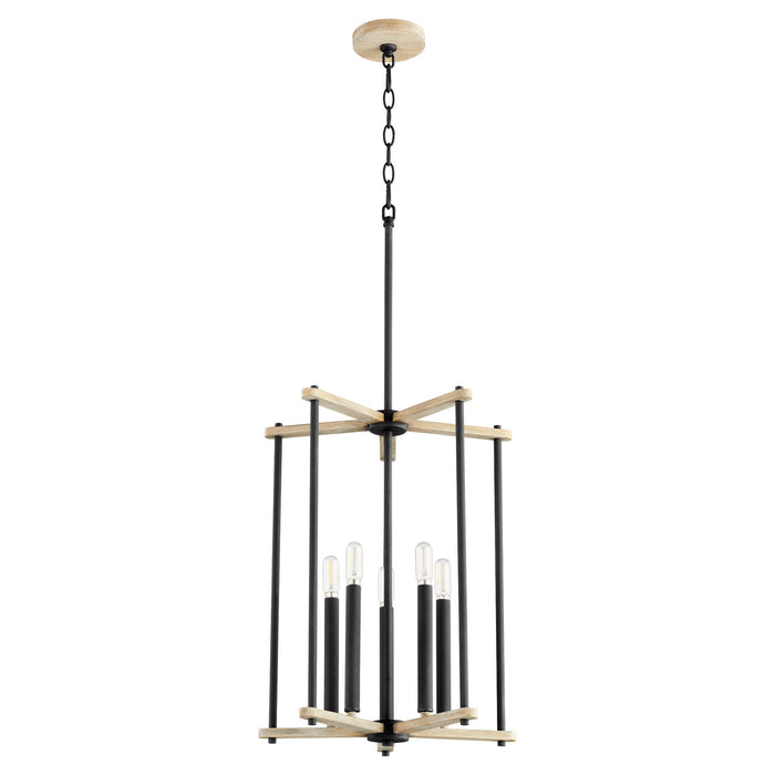 Quorum - 8134-5-69 - Five Light Entry - Silva - Noir w/ Weathered Oak Finish