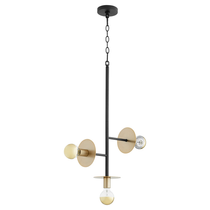 Quorum - 843-3-6980 - Three Light Pendant - Voyager - Noir w/ Aged Brass