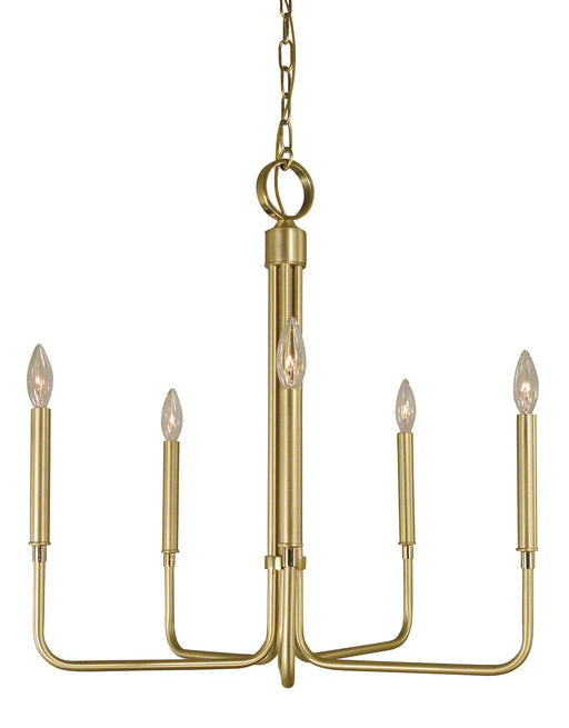 Framburg - 4955 SB/PB - Five Light Chandelier - Lara - Satin Brass with Polished Brass Accents