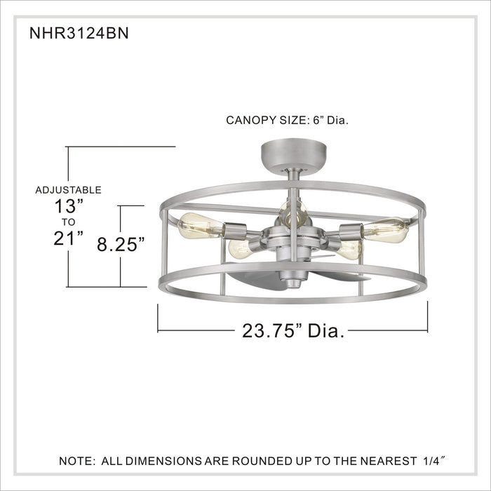 Five Light Fandelier from the New Harbor collection in Brushed Nickel finish