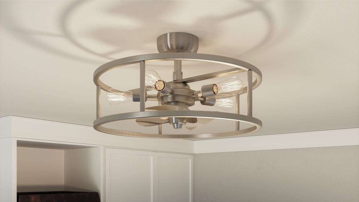 Five Light Fandelier from the New Harbor collection in Brushed Nickel finish