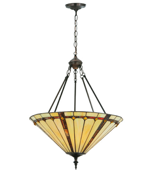 Meyda Tiffany - 182672 - Three Light Inverted Pendant - Belvidere - Mahogany Bronze