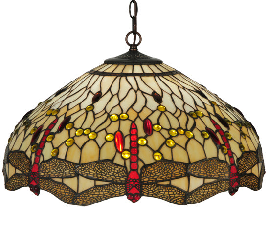 Meyda Tiffany - 19006 - Three Light Pendant - Tiffany Hanginghead Dragonfly - Crystal