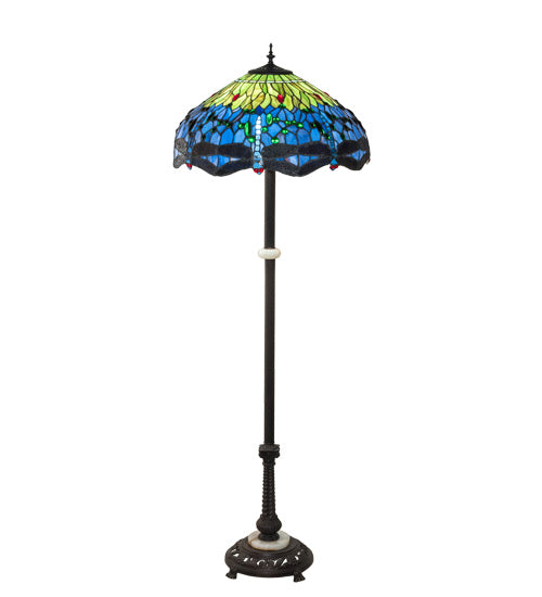 Meyda Tiffany - 229124 - Three Light Floor Lamp - Tiffany Hanginghead Dragonfly - Mahogany Bronze