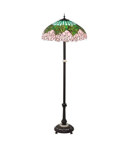 Meyda Tiffany - 229130 - Three Light Floor Lamp - Tiffany Cabbage Rose - Mahogany Bronze