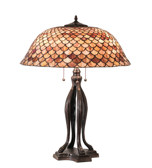 Meyda Tiffany - 230385 - Three Light Table Lamp - Fishscale - Mahogany Bronze