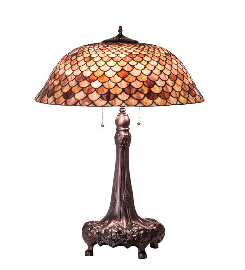 Meyda Tiffany - 230408 - Three Light Table Lamp - Fishscale - Mahogany Bronze