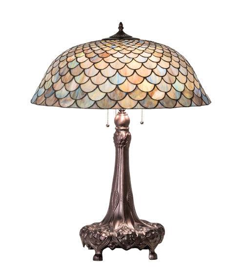 Meyda Tiffany - 230462 - Three Light Table Lamp - Tiffany Fishscale - Mahogany Bronze