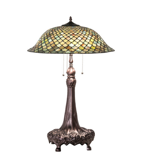 Meyda Tiffany - 230465 - Three Light Table Lamp - Tiffany Fishscale - Mahogany Bronze